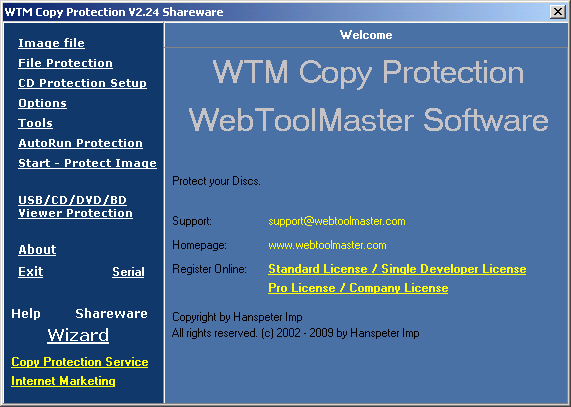 Click to view WTM Copy Protection / CD Protect 2.60 screenshot