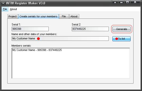 WTM Register Maker Screenshot
